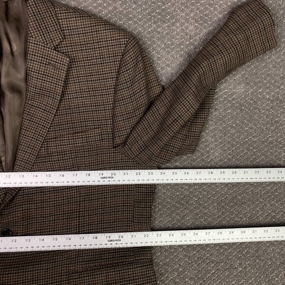Lauren Ralph Lauren Houndstooth Blazer Sport Coat Men's 44S Brown Tweed 2 Button - Picture 9 of 15